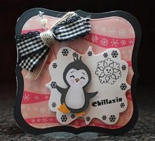 Kartka świąteczna pingwinek