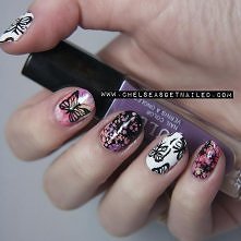 Ombre, motylki, kwiatki, kolorowe, wiosenne