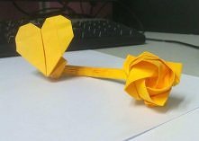 origami, rose, heart