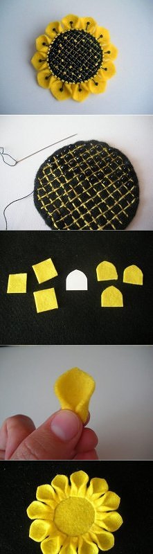 diy, diy projects, diy craft, handmade, diy ideas, brooch, sunflower