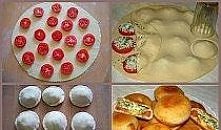 Składniki:
 Ciasto:
 Mąka-3-3,5 szklanki
 Wrzątek-1 szklanka
 Roztopione masło-4 łyżki stołowe
 Cukier-1 łyżeczka
 Sól-1 łyżeczka

 Farsz:
 Pomidory-5 szt
 Bryndza lub twaróg-20...