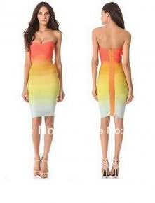 SUKIENKA BANDAGE TĘCZOWA HERVE LEGER