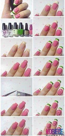 Arbuzowe paznokcie ! xd