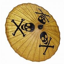 Hand Painted Skull and Crossbones Parchment Paper Parasol Umbrella