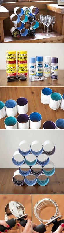 diy, wine, bottle, stand, can