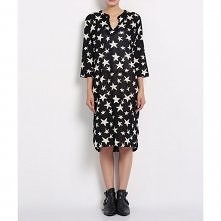 Women’s Vintage V Neck Stars Printed Long Sleeve Over-sized Dress $29.29