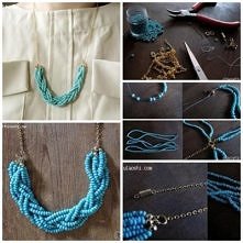 how to make, unique, blue, beads, necklace