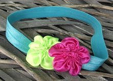 Opaski do włosów diy dla dzieci i niemowląt z satynowymi kwiatkami-14 kolorów do wyboru.