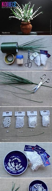 konwalie z koralików