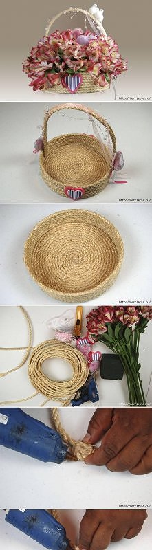 diy, rope, gift, basket, tutorial