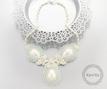 necklace lace light mint soutache by Kavrila