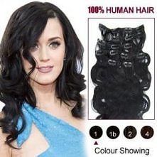 34 inch 7pcs Wavy Clip In Human Hair Extensions CLIP68