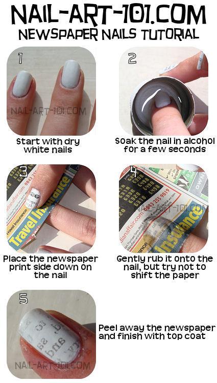 .newspaper nails tutorial.
