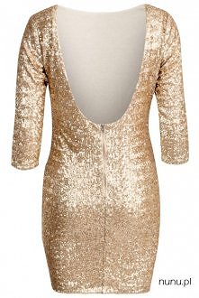 cekinowa sukienka z rękawem długości 3/4 i zipem na plecach.