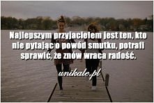 Jesteśmy przyjaciółmi. Ty się śmiejesz, ja się śmieję. Ty płaczesz, ja płaczę. Ty skaczesz z mostu, ja biorę łódkę i ratuje Twoją upośledzoną dupę.