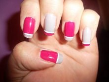 paznokcie róż&szary
