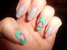 paznokcie mięta z różem ser...