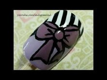 Bow and Stripes - Lulu Guinness Inspired Nail Art Tutorial