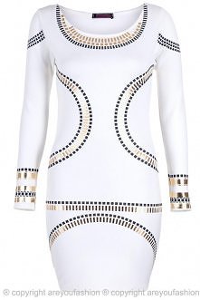 BIAŁA SUKIENKA ZŁOTE WZORY