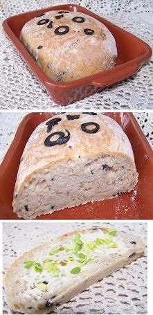 Chlebek z oliwkami i oregano
Z podanych składników upieczemy 2 małe chlebki w cazuelach o rozmiarze 20 x 14 cm.

 Składniki:
•1,5 szkl. Mąki
•1 łyżka mielonego siemienia lnianeg...