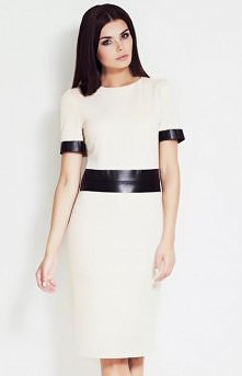 skórzane wstawki - idealny sposób na przemycenie odrobiny rockowego luzu do eleganckiej stylizacji - sukienka Awama A41 dostępna w Angel.pl