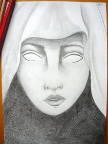 Kapłanka w bieli Auraya. Ołówek.