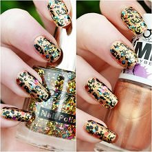 glitter leopard print nails