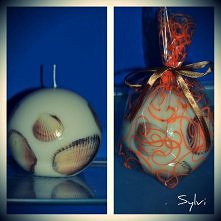 okrągła świeczka z muszelkami