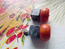 Kolczyki pomarańczowo - zie...