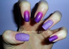 Lakier plus brokat na naturalnych paznokciach.