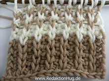 Tunesisch Häkeln - Rippenmuster - 1 Masche Strickstich, 1 Masche links