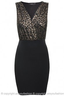 SUKIENKA KOPERTOWY DEKOLT ZŁOTE CĘTKI