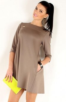 Makadamia M54 sukienka cappucino Kobieca rozkloszowana sukienka damska