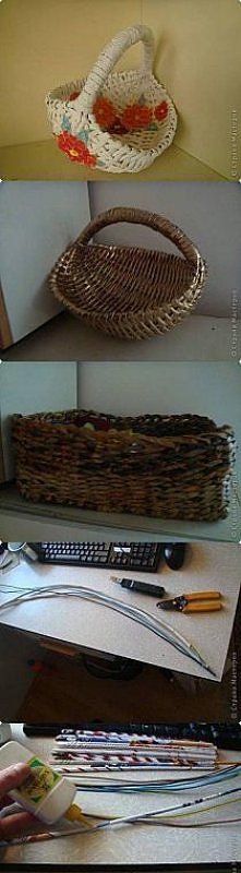 Koszyk z papierowej wikliny...