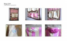 Organizer do dziecięcego pokoju. Podszyta juta, środkowe kieszenie zapinane na rzepy, 5 luźnych kieszeni.