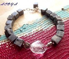 labradoryt z kryształem górskim