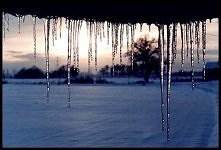 zimowy krajobraz z sopelkami