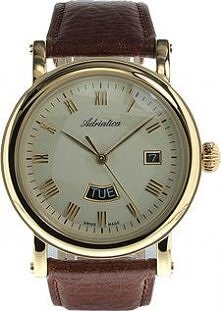 Zegarek Adriatica. Brązowe paski, złota koperta.