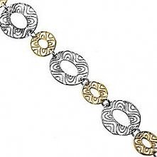 Srebrna bransoletka z pozłacanymi elementami.