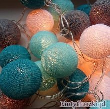 szary, biel, turkus, błękit, MAGICZNA GIRLANDA cotton ball string lights