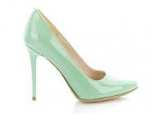 PAULA - A1 eleganckie cz&oacute;łenka na szpilce sk&oacute;ra eko + naturalna lakierowana - Miętowe Jasne
