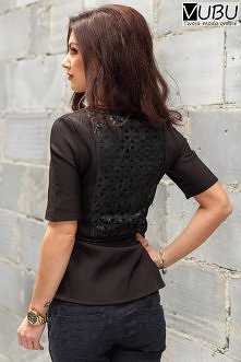 Czarna bluzka z baskinką i ...