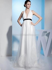 Halter Tulle Court Train Fl...