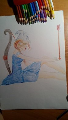 Rysunek mojego pomysłu i wykonania... Jakieś poprawki? Myślałam o tle wykonanym węglem, lecz nie jestem pewna co do końcowego efektu.