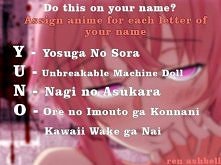 Przypisz do każdej litery swojego imienia nazwę anime