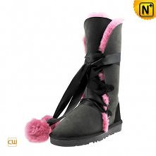 Black Long Shearling Boots ...