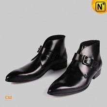 Black Italian Leather Ankle Boots for Men CW763338