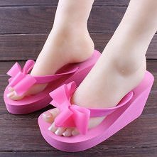 Bowknot High Wedge Heel Platform Flip Flop Thong Sandal