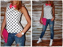 Bluzeczka w serduszka z neonowym kołnierzykiem... Jak Wam się podoba?