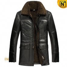 Mens Black Sheepskin Leather Coat CW865111